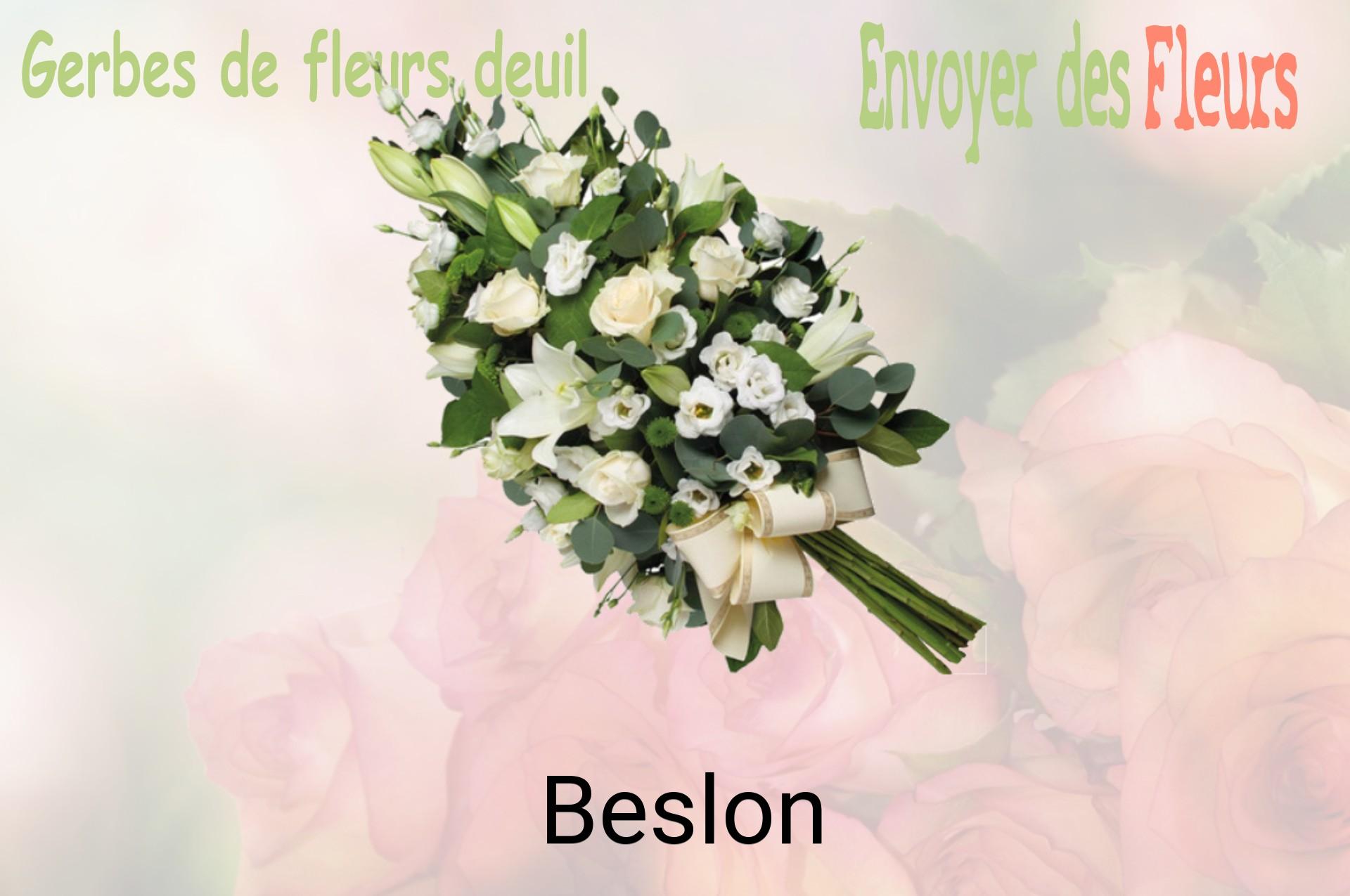 Gerbe de fleurs de deuil livrée à Beslon
